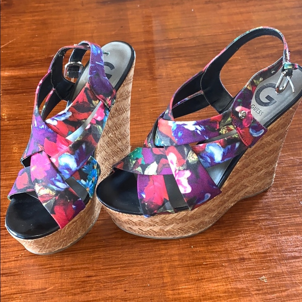 G by Guess Floral Wedges